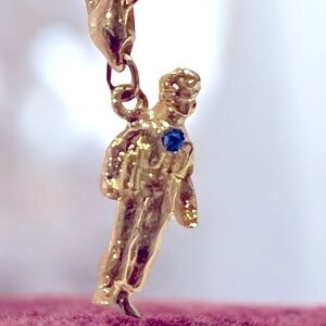 Charm: NEW Goldtone Vintage Fashion Charm Boy Rhinestone Birthstone December